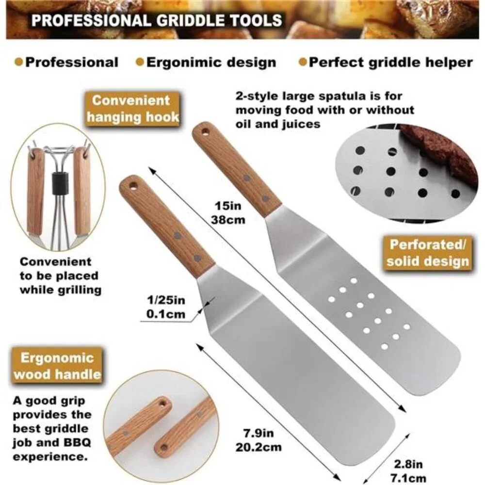 8pcs Professional Griddle Accessories Kit - Heavy Duty Stainless
